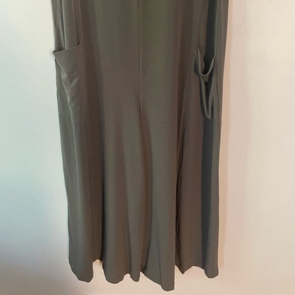 New Kim & Co Olive Green Cropped Gaucho Wide Leg Jumpsuit Size Large bin 4A - Picture 6 of 7